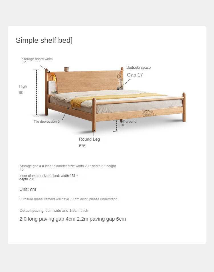 Solid Oak Wood Luminous Bedside Charging Shelf - Nightstand Organizer with USB Ports for Bedroom, Office & Dorm Room - Perfect for Phones, Tablets & Reading Lights