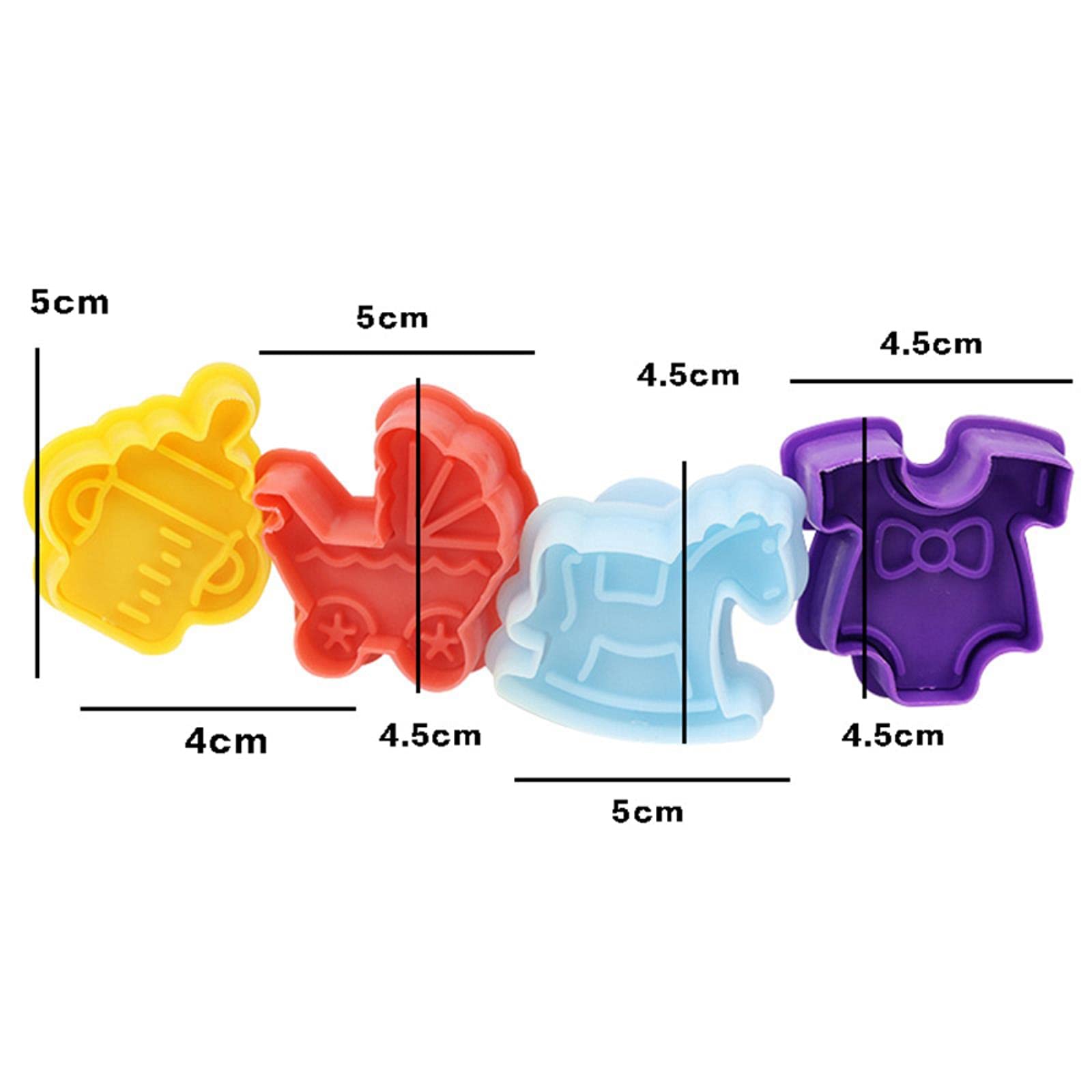 4pcs 3D Baby Stroller & Trojan Bottle Cookie Molds - Biscuit Stamp, Fondant Decorating Tools for Baby Shower, Birthday Party & DIY Baking Gifts