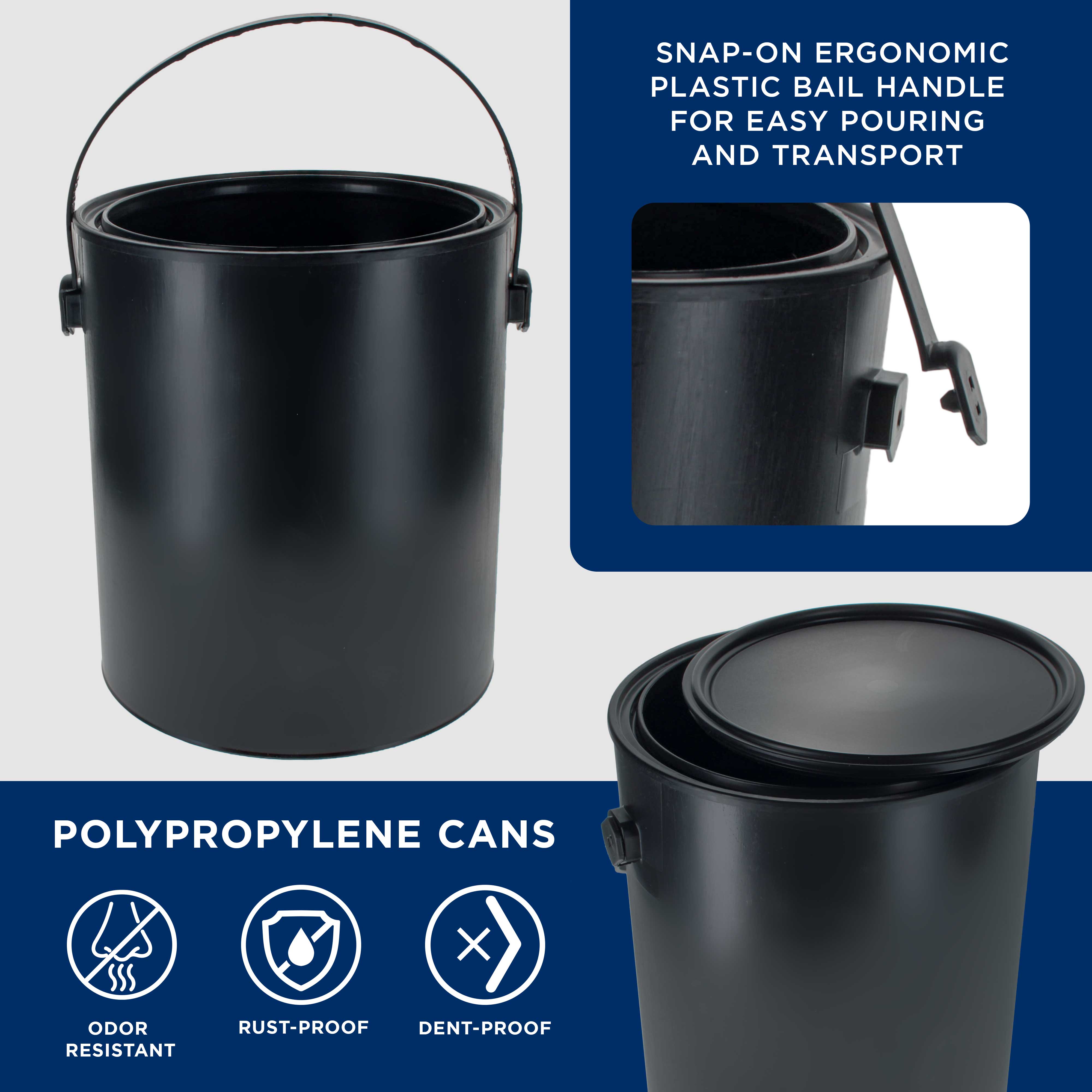 Master Elite 1 Gallon Empty Plastic Paint Can Bucket with Triple Lock Airtight Lid - 128 fl oz All Plastic Coating Storage Container with Pail Handle, Rust Proof - Perfect for Paint Storage, DIY Projects, and Home Improvement