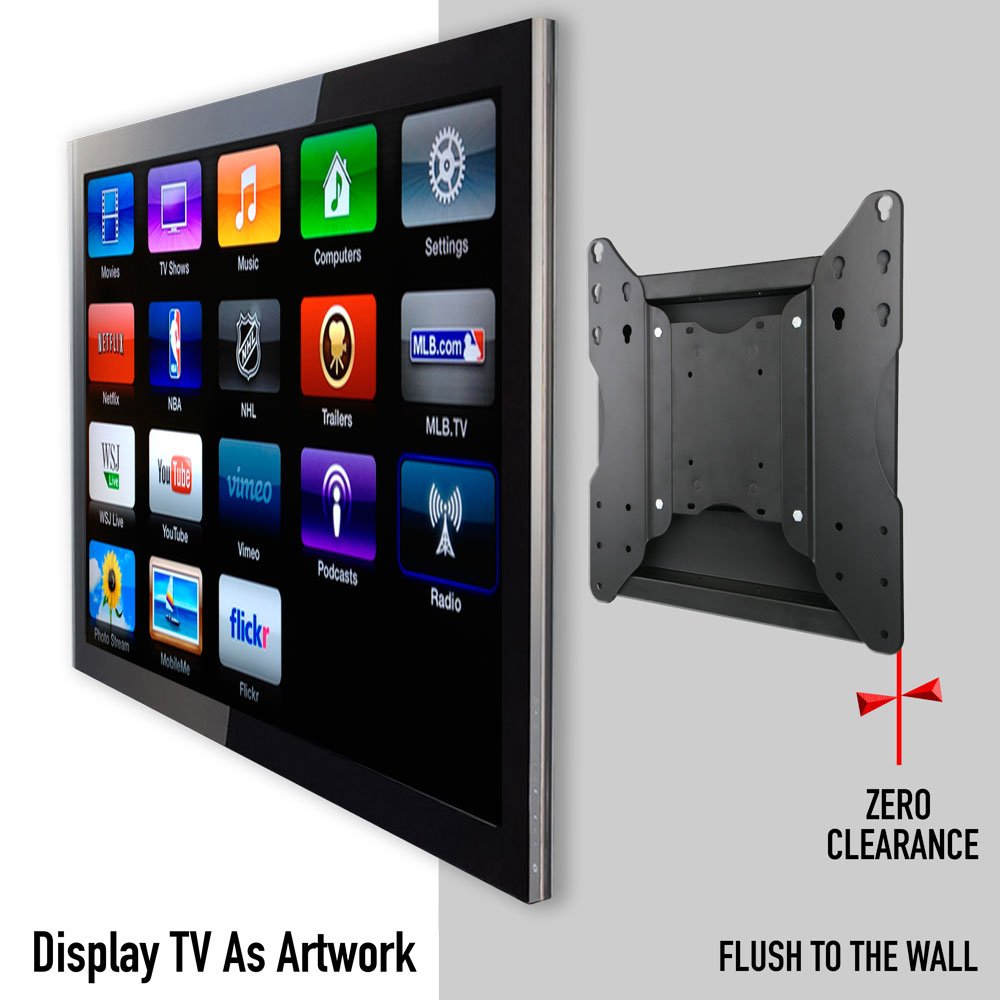 Zero Clearance In-Wall Recessed Full Motion TV Mount for 32-55 Inch LCD/LED/Plasma TVs - Extends 19 Inches - Perfect for Living Rooms, Bedrooms & Home Theaters