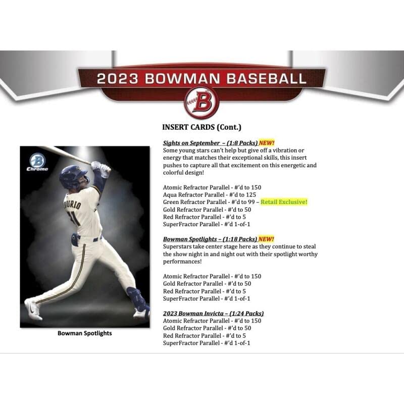 2023 Bowman Baseball Value Box - 6 Packs per Box | MLB Trading Cards Collection | Perfect for Sports Fans, Collectors & Fantasy Baseball Enthusiasts