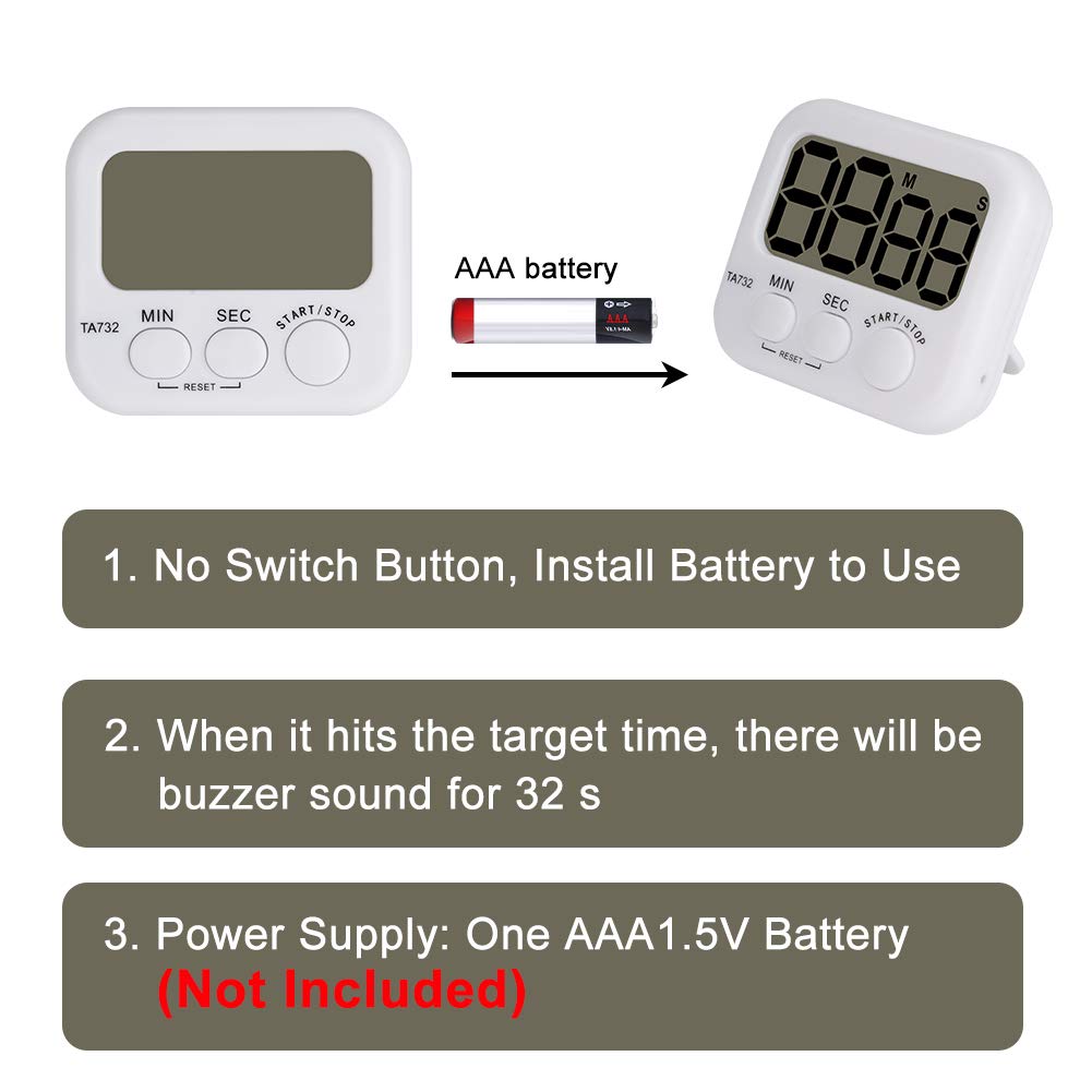 Stonylab 2-Pack Digital Timer with Loud Alarm - Magnetic Back & Large Display for Kitchen, Gym, Classroom & Office Countdown Timing