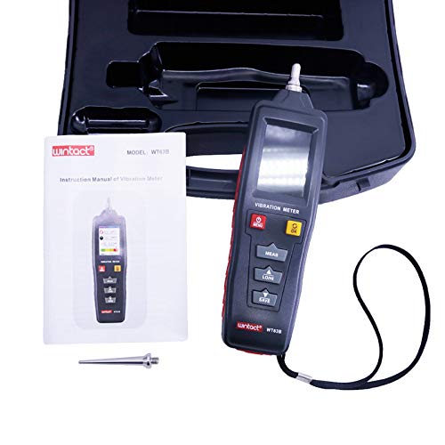 WT63B Digital Vibration Meter - High Sensitivity Portable Vibration Tester with Accelerometer, Resettable Job Timer & Color LCD Display | Industrial Equipment Maintenance, Machine Condition Monitoring, HVAC System Diagnostics