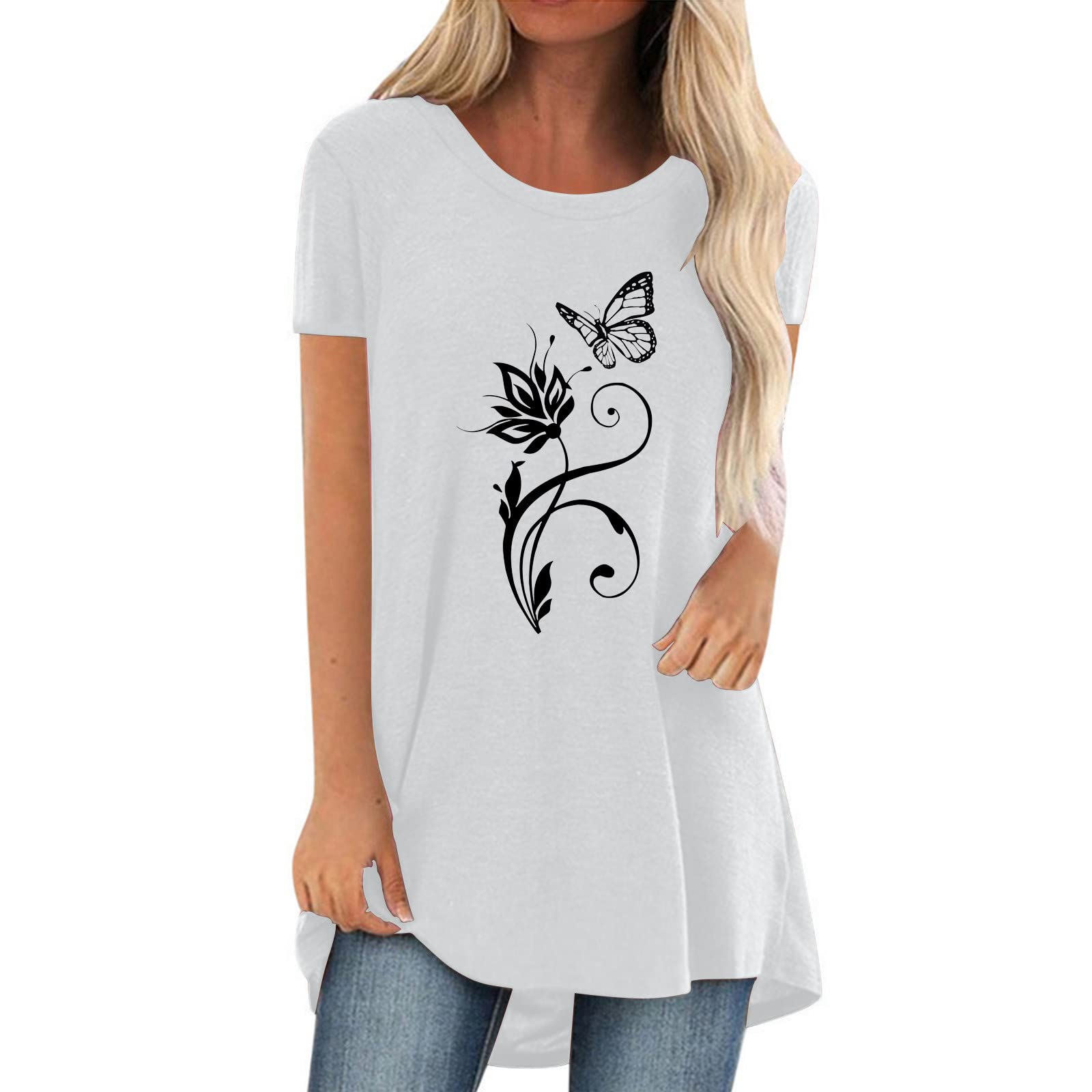 Women's Casual Short Sleeve Printed Blouse - Loose Fit Tunic Top for Work & Everyday Wear | Office, Weekend, Summer Outfits