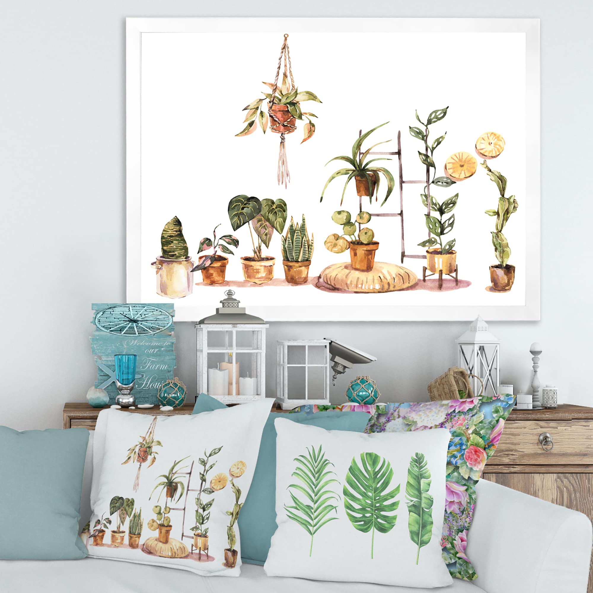 Indoor House Plants Urban Jungle II Traditional Framed Wall Art - Botanical Home Decor for Living Room, Bedroom & Office