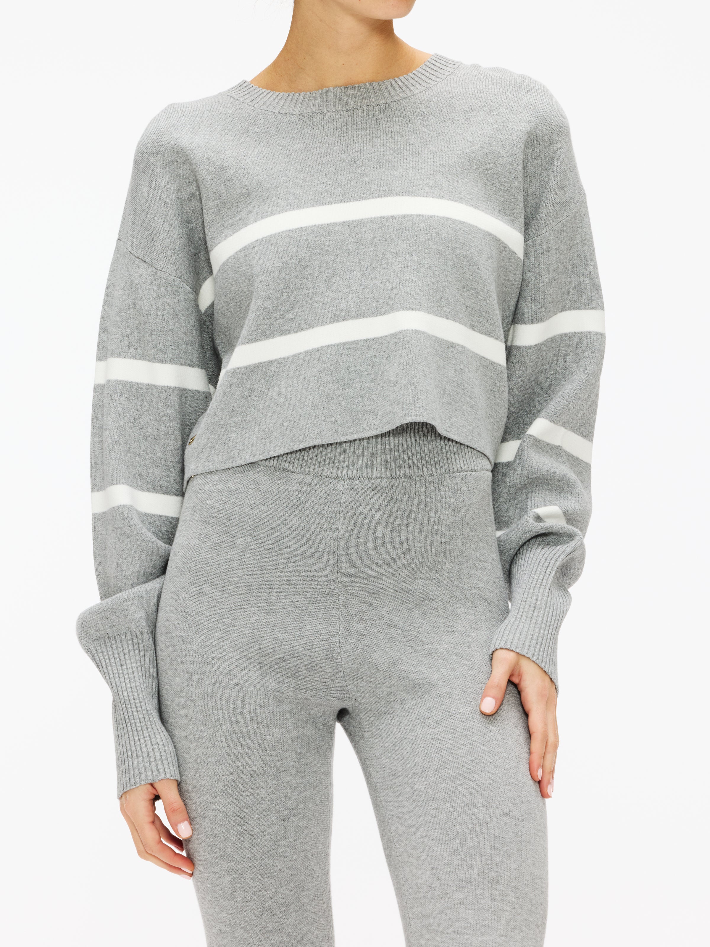Lune Olly Cropped Striped Sweater for Women - Trendy Knit Pullover with Short Sleeves - Perfect for Spring & Summer Outfits, Casual Wear and Beach Vacations