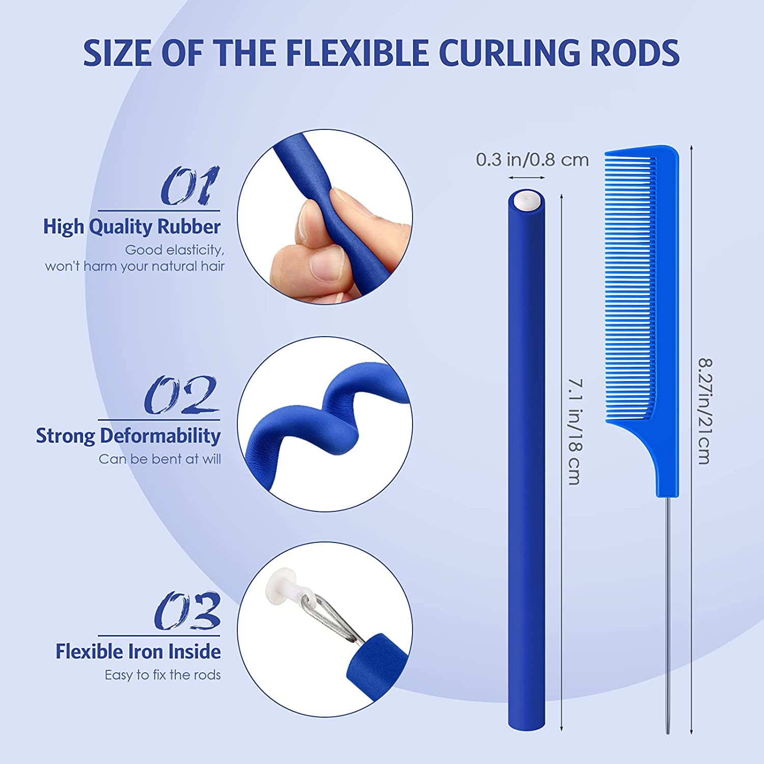SIYAA 20-Pack Flexible Curling Rods & Twist Foam Hair Rollers - No Heat Soft Foam Hair Curlers with Steel Pintail Comb for Women & Girls (Size M-1) - Perfect for Salon-Quality Curls at Home, Travel & DIY Styling