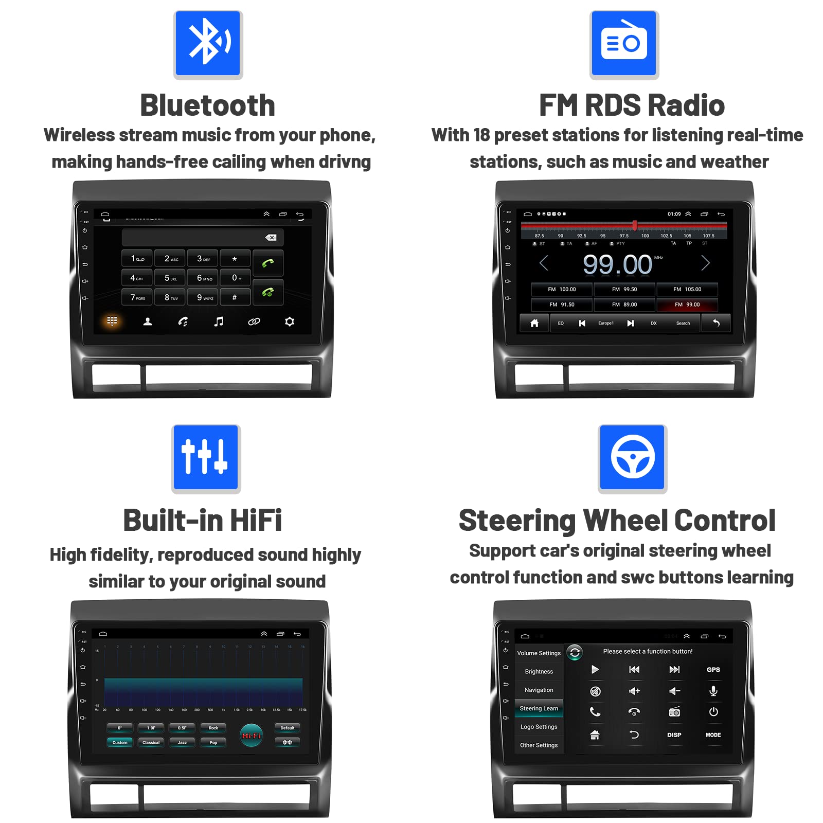 2005-2013 Toyota Tacoma Car Stereo with Wireless CarPlay & Android Auto | Hikity 9