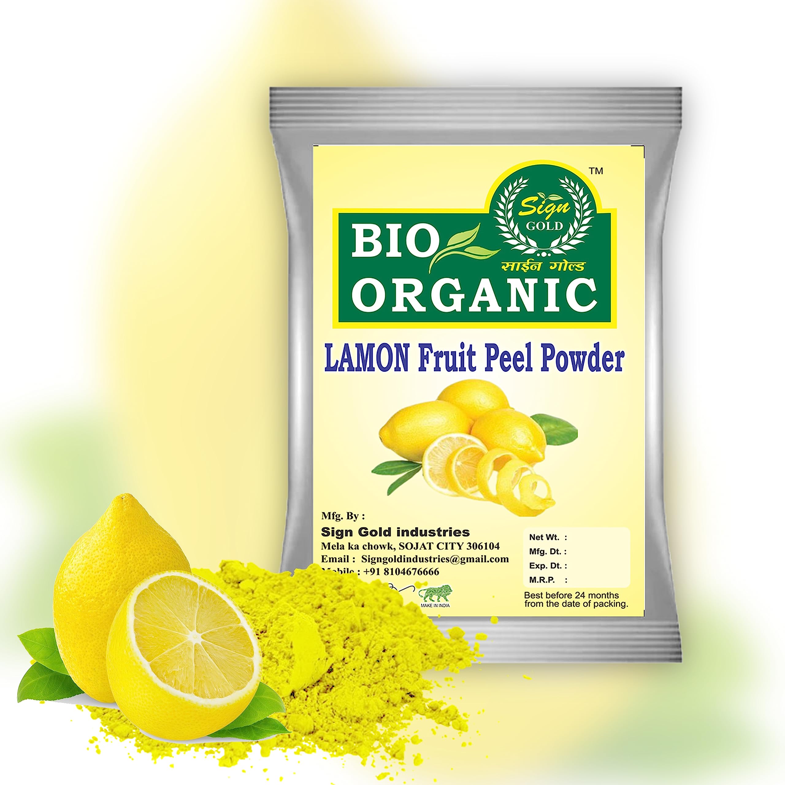 Organic Gold Lemon Peel Powder for Hair & Skin Care - 100g | Brightening, Exfoliating & Nourishing | DIY Face Masks, Hair Treatments & Natural Beauty Recipes