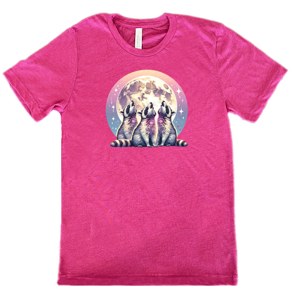 Stylish Raccoon Moon Graphic T-Shirt for Men & Women - Perfect for Casual Wear, Outdoor Adventures, and Animal Lover Gifts