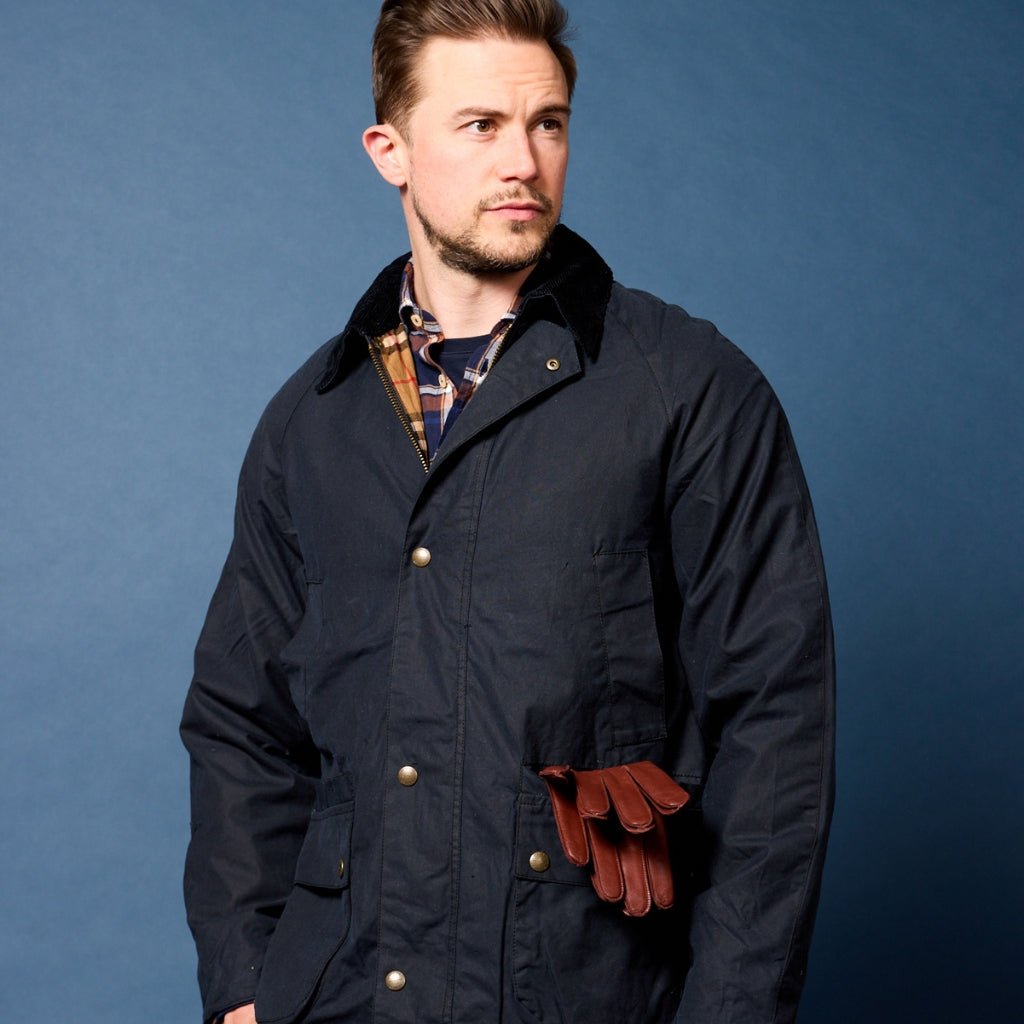 Beaucaire Eastwood Waxed Jacket for Men - Waterproof Outdoor Coat in Navy Blue | Perfect for Hiking, Camping & Urban Fashion
