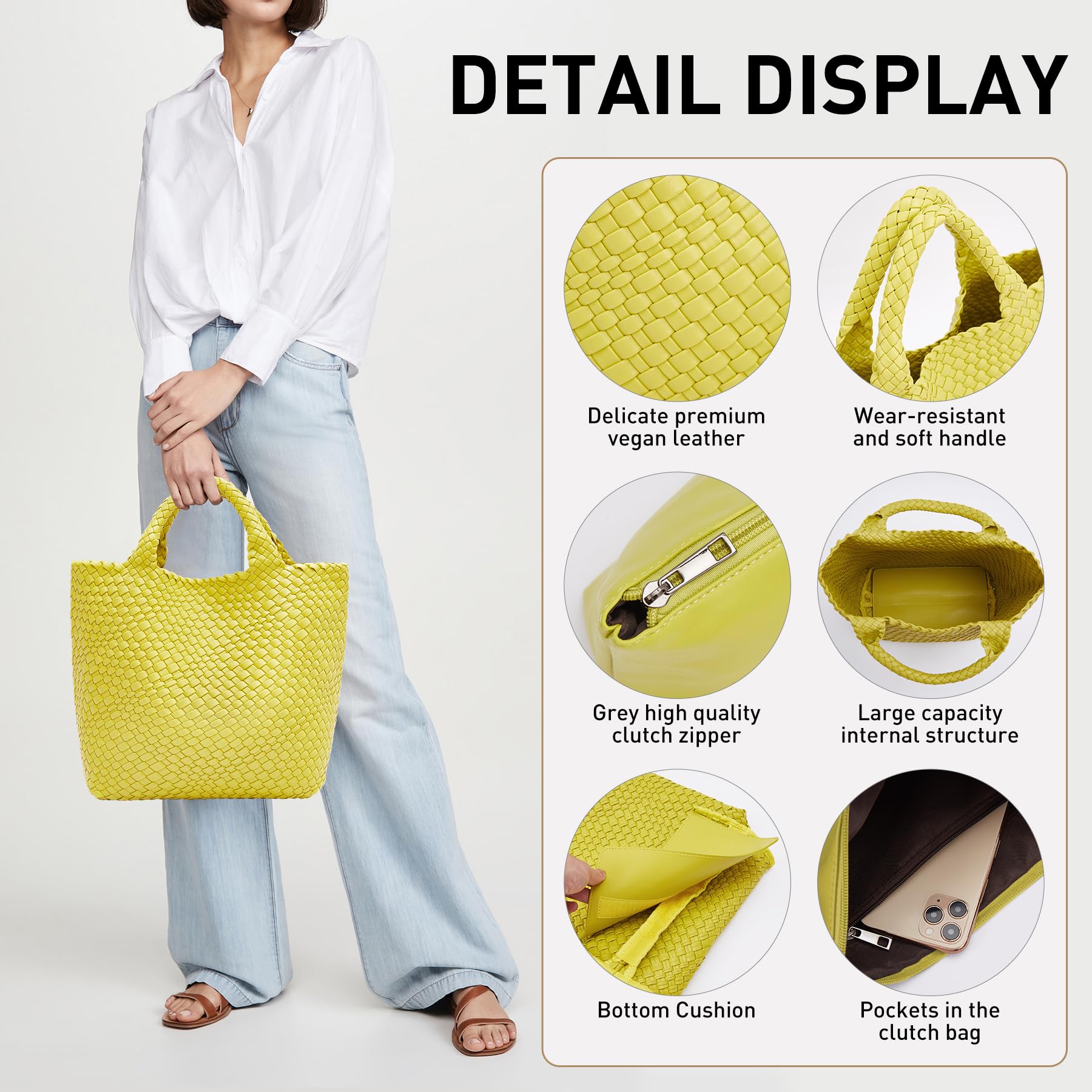 Stylish Handmade Woven Tote Bag for Women - Large Capacity Shoulder Purse with Fashionable Design | Perfect for Shopping, Beach, Work & Daily Use