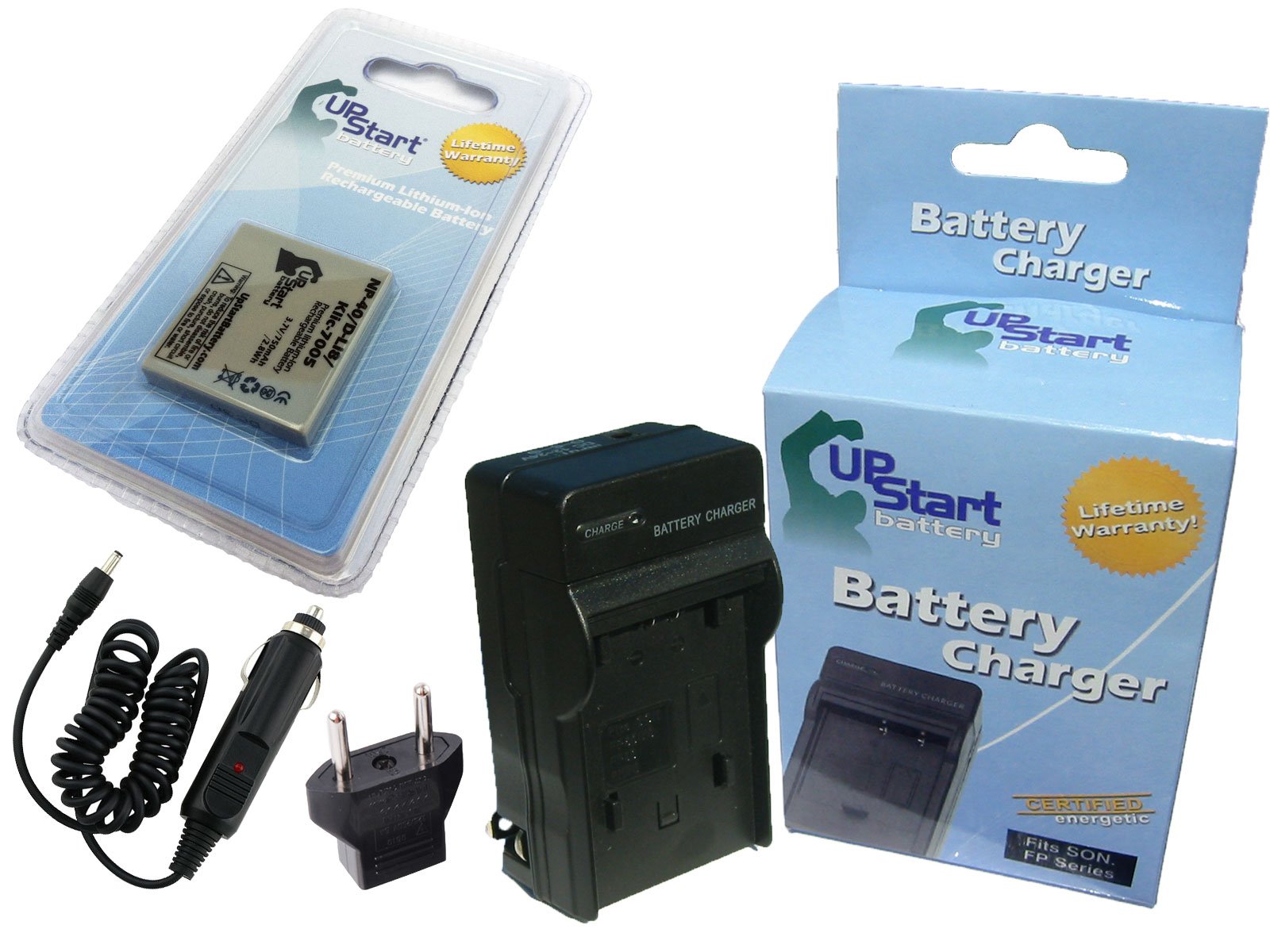 Replacement Battery and Charger for Pentax Optio W10 & D-LI8 Digital Cameras - 750mAh 3.7V Li-ion with Car Plug & EU Adapter - Perfect for Travel Photography, Outdoor Adventures, and Backup Power