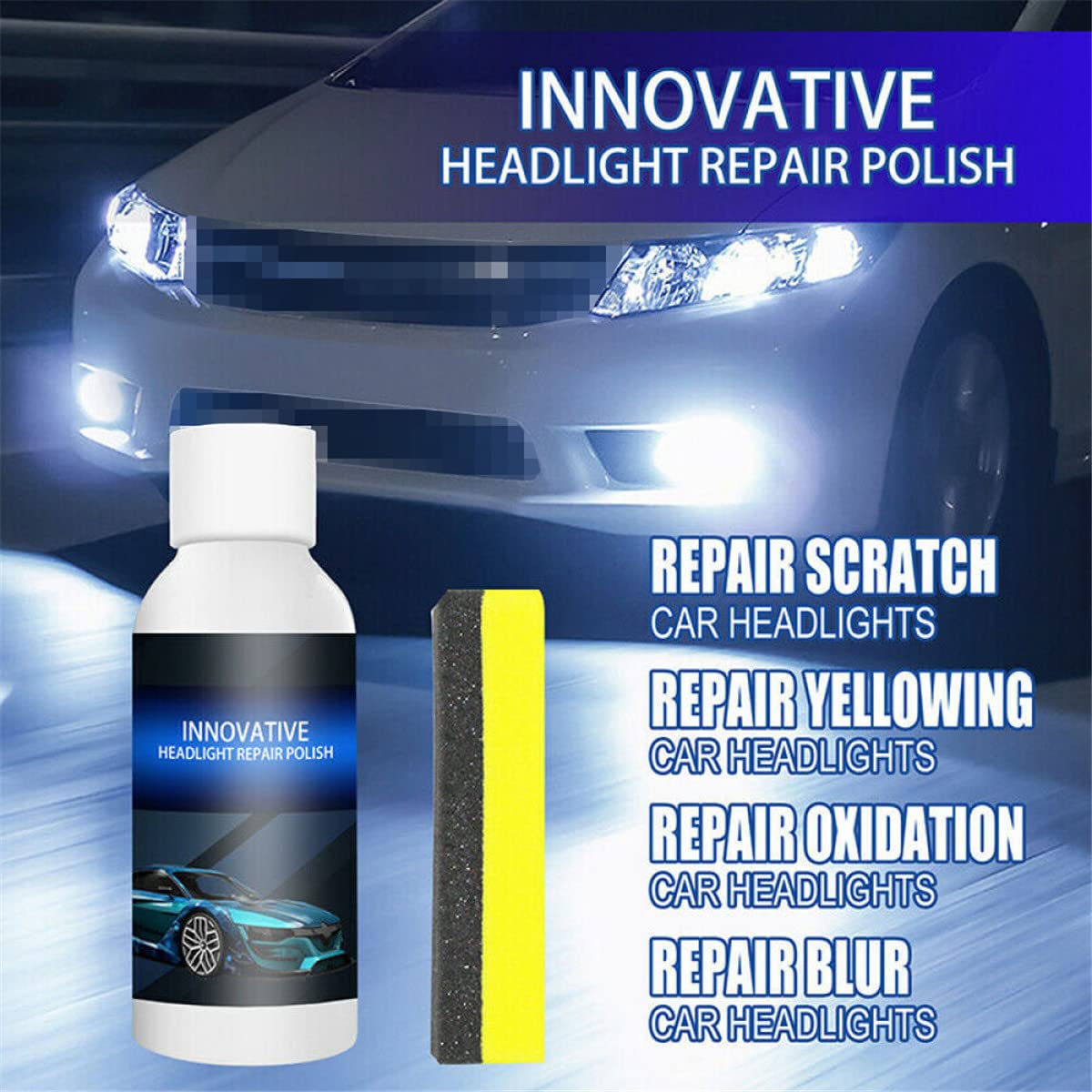 2022 New Car Headlight Repair Kit - 3pcs 20ml Headlight Restorer Cleaner & Polish Liquid for Scratches & Yellowing - DIY Headlight Lens Restoration for Cars, Trucks, SUVs - Perfect for Night Driving & Vehicle Maintenance