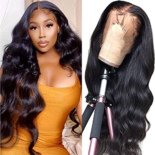 13x4 Lace Front Wigs Human Hair Body Wave - Pre Plucked with Baby Hair, 100% Brazilian Virgin Human Hair Wigs for Black Women (180% Density, 22inch, Natural Color) - Perfect for Daily Wear, Parties, and Special Occasions