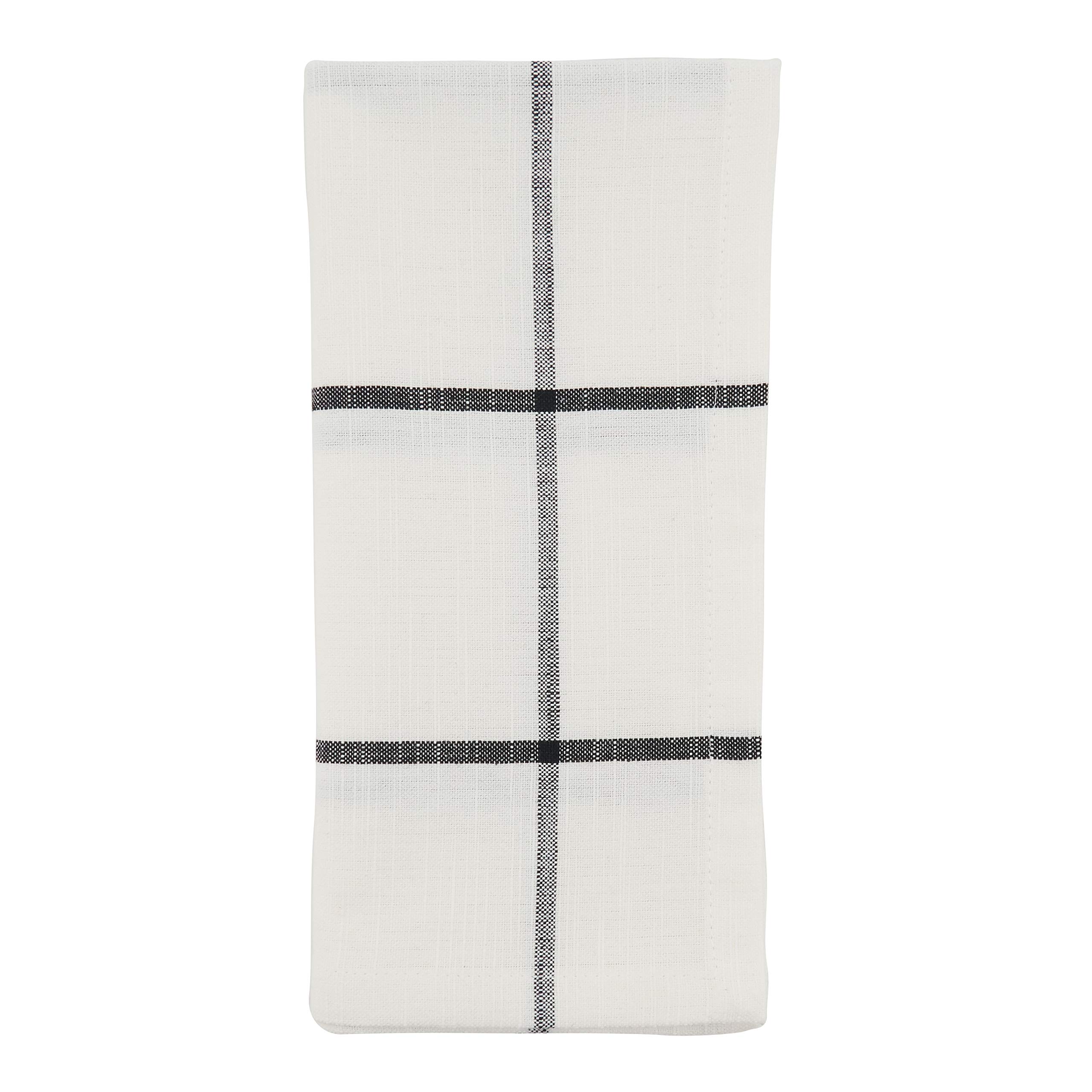 Premium Windowpane Plaid Cotton Table Napkins - Set of 4 - Elegant Dinner Party & Holiday Table Decor - Perfect for Thanksgiving, Christmas & Formal Dining