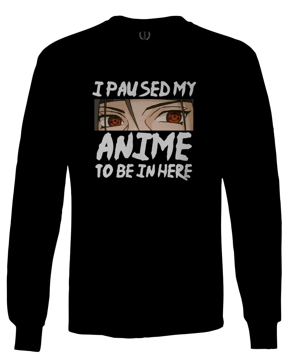 Funny Anime Pause Game Japanese Manga Long Sleeve T-Shirt for Men - Perfect Gift for Otaku & Cosplay Fans