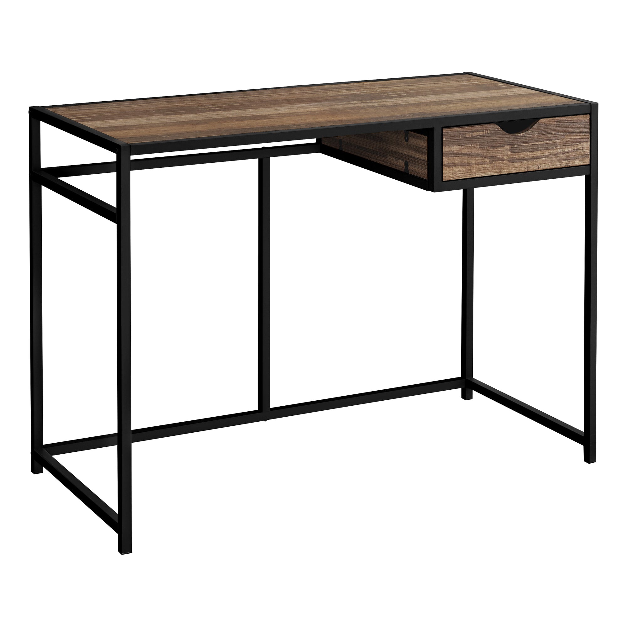 42-Inch Reclaimed Wood Computer Desk with Black Metal Frame - Home Office & Gaming Workstation for Small Spaces