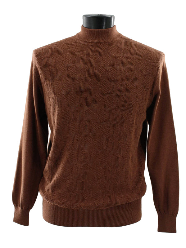 Bassiri Long Sleeve Mock Neck Brown Sweater 638 - Cozy Winter Pullover for Men & Women | Perfect for Casual Outfits, Office Wear & Holiday Gatherings