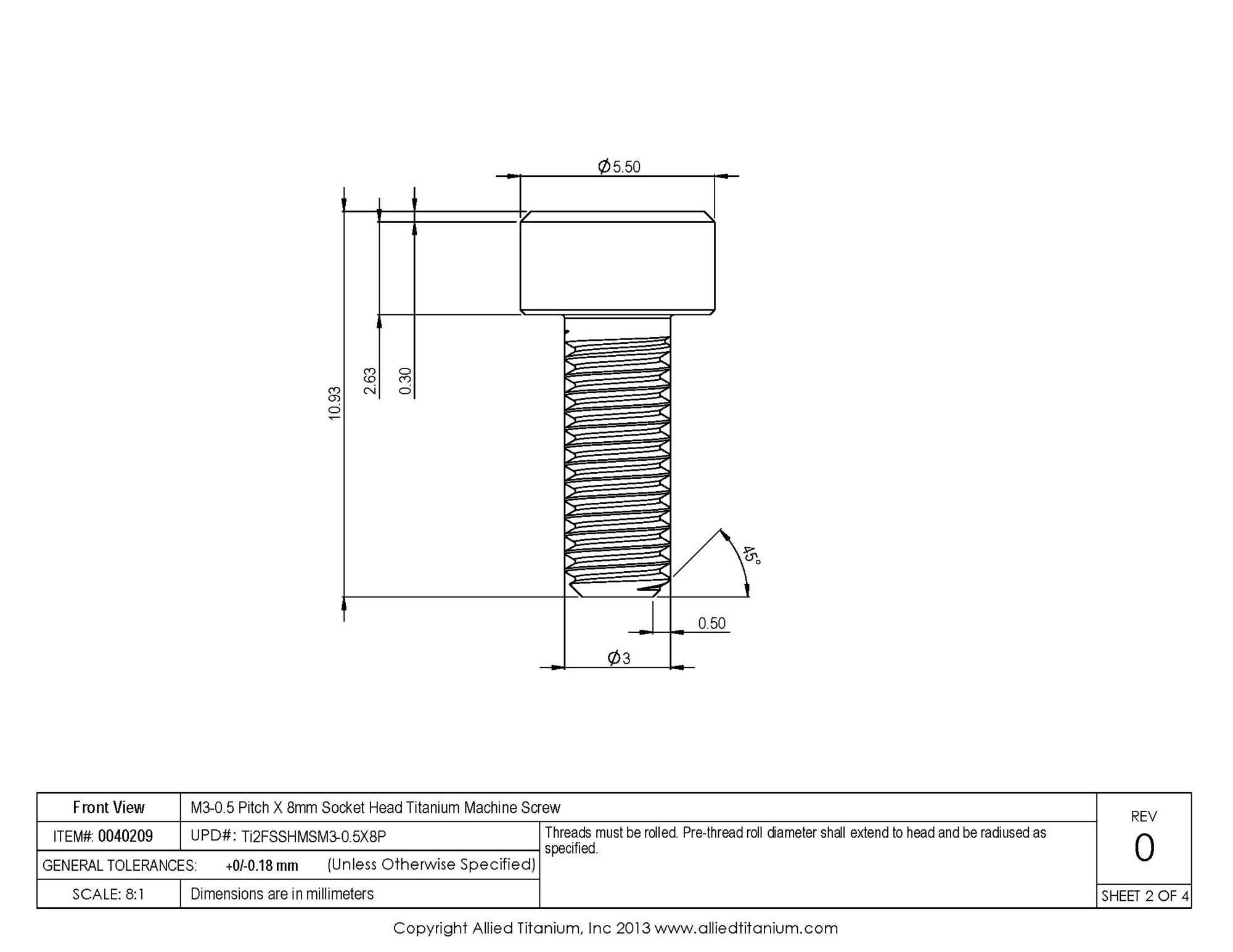 10-Pack M3-0.5 x 8mm Socket Head Cap Screws, Grade 2 (CP) - Perfect for Electronics, DIY Projects & Machinery Assembly