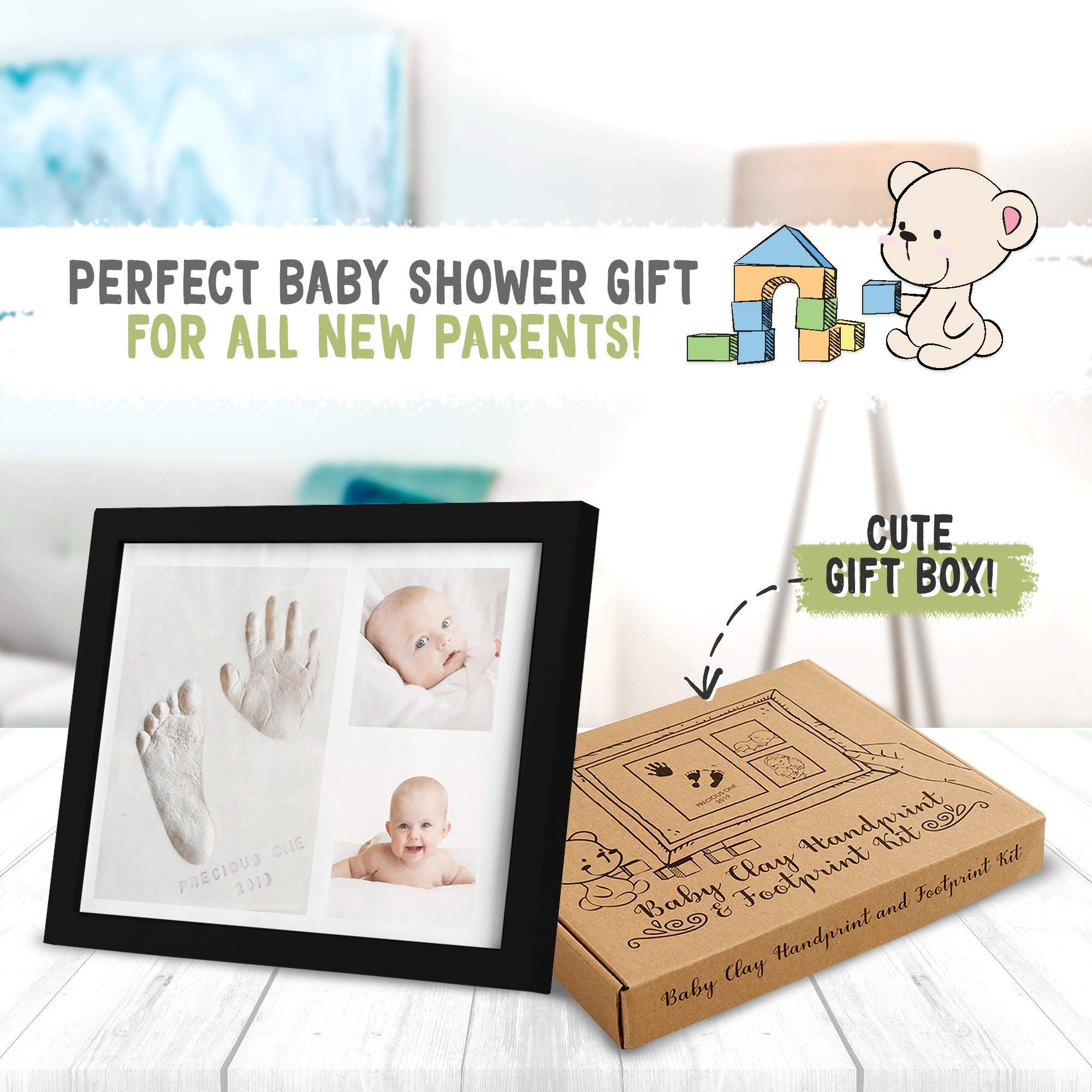 Baby Handprint Footprint Kit - Newborn Memory Frame for Nursery & Baby Shower Gifts