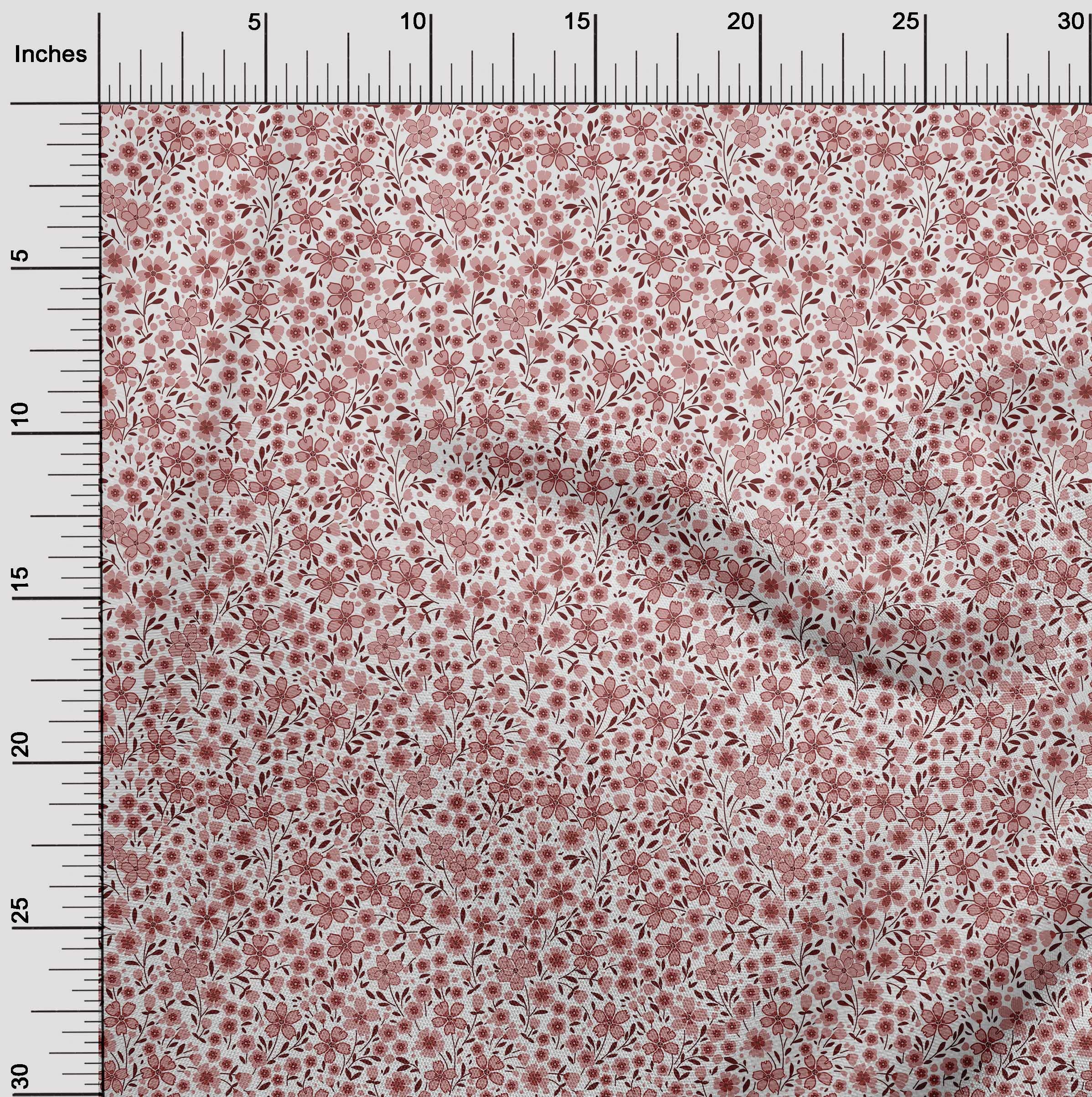 oneOone Polyester Spandex Floral Print Fabric - 56 Inch Wide Red Dress Material by The Yard (9622) | Perfect for DIY Dresses, Skirts & Home Decor Projects
