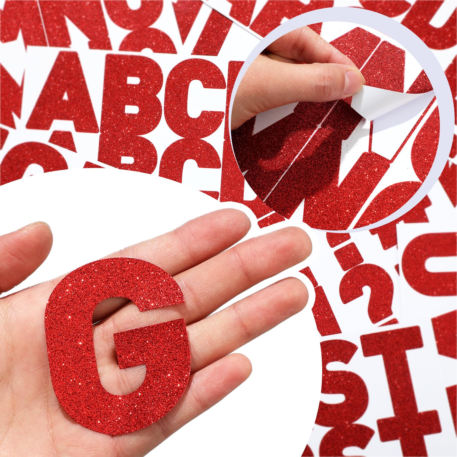 Harloon 232 Pcs Large Glitter Letter Stickers - 24 Sheets Self-Adhesive Alphabet Letters Kit with Big Font for Mailbox, Bulletin Boards, Classroom & Home Decor (Red, 2.5 Inch) - Perfect for DIY Crafts, Scrapbooking, Party Decorations & School Projects