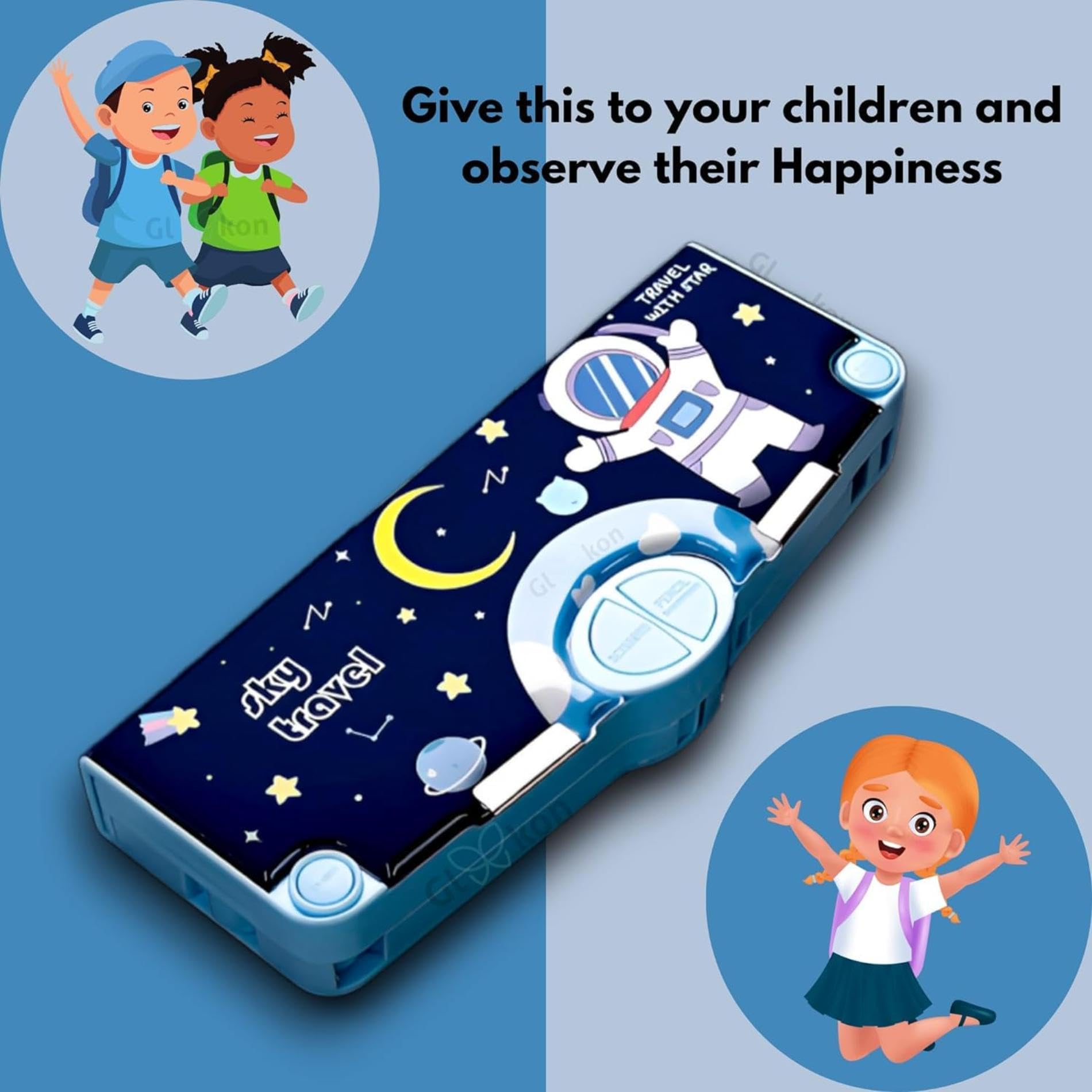 Play Vista Multi-Functional Magnetic Pencil Case for Kids - Space Themed School Supplies Organizer for Boys & Girls (Blue) - Perfect for Classroom, Homework & Travel Use
