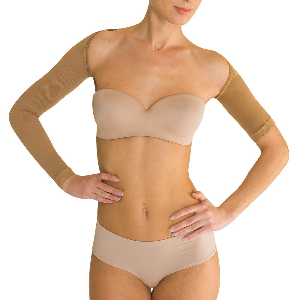 Solidea Arm Care Medium Compression Sleeve - Small Size, Natural Color - Ideal for Post-Surgery Recovery, Lymphedema & Sports Support