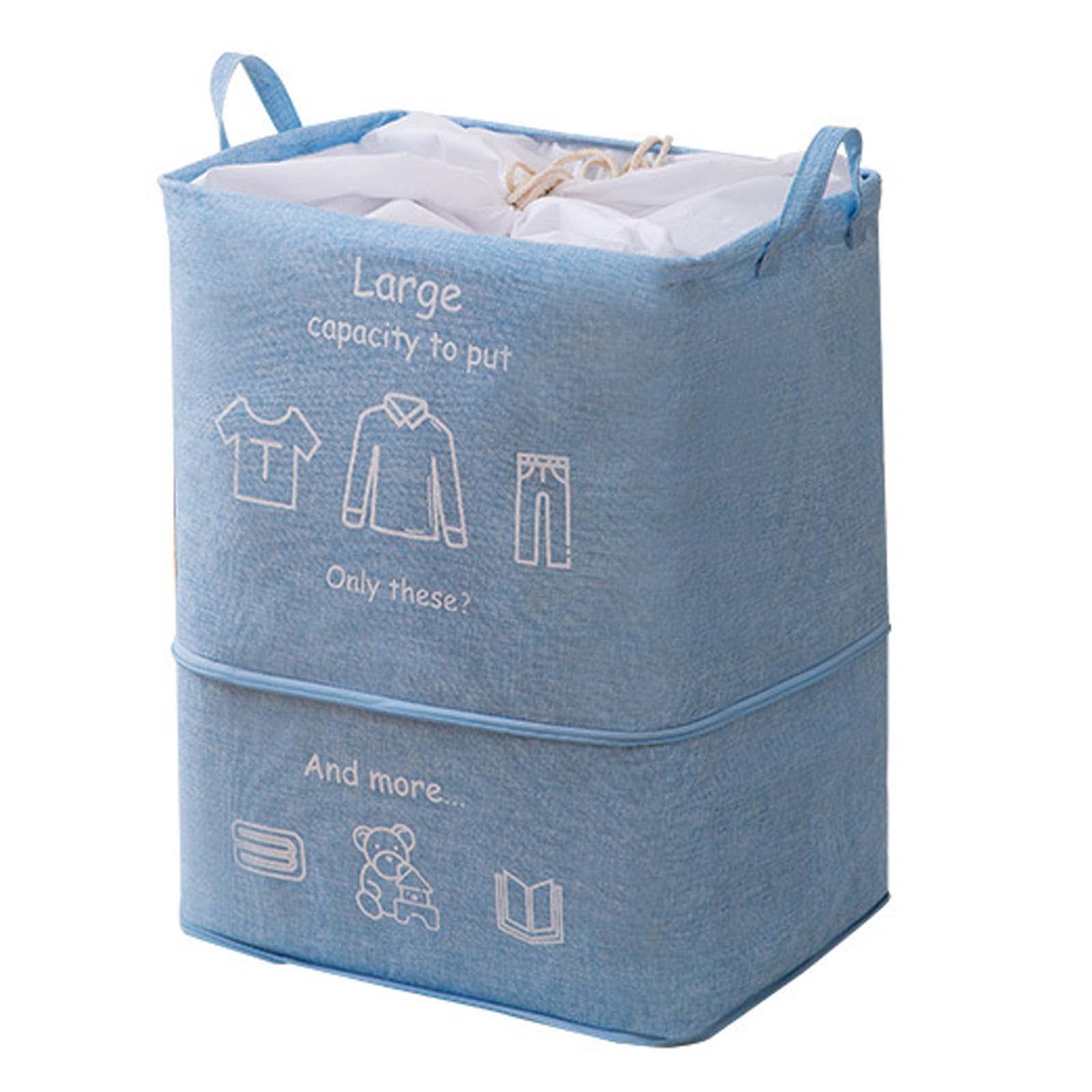 KeLei Collapsible Laundry Basket - Cotton Linen Dirty Clothes Hamper with Handles & Dust Cover | Storage Organizer for Clothes, Toys | Perfect for Bedroom, Bathroom, Laundry Room & Nursery Organization