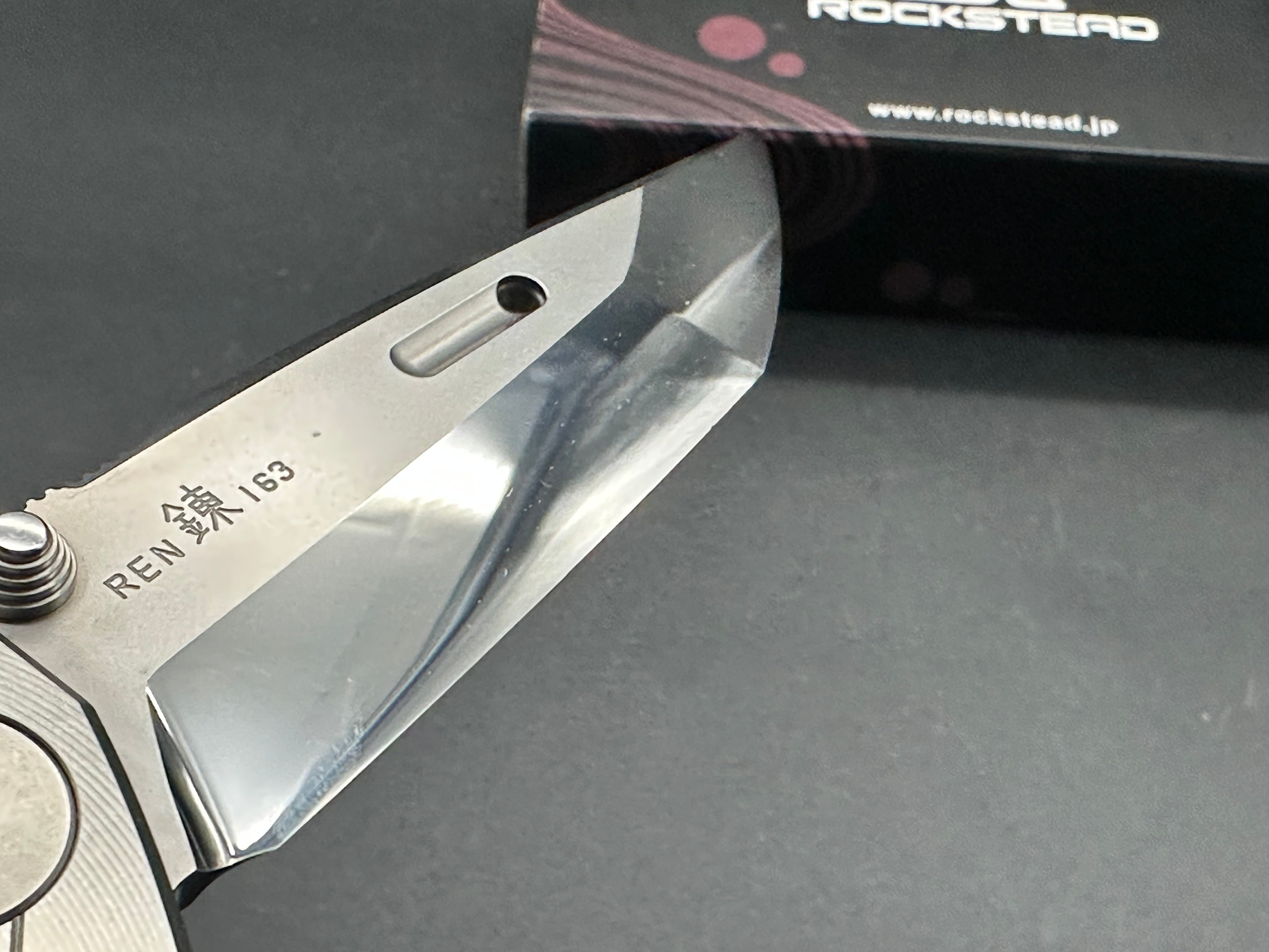 Rockstead Ren ZDP-189 Mirror Finished Tanto Folding Knife - Ultra Sharp Japanese Steel Blade for EDC, Outdoor, and Tactical Use