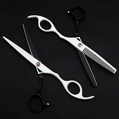 Professional 6 Inch Hair Cutting Scissors - Sharp Barber Shears for Hairdressing, Pet Grooming & Styling (Red Black Straight) | Perfect for Salon, Home Use & Dog/Cat Grooming | BY KKZY
