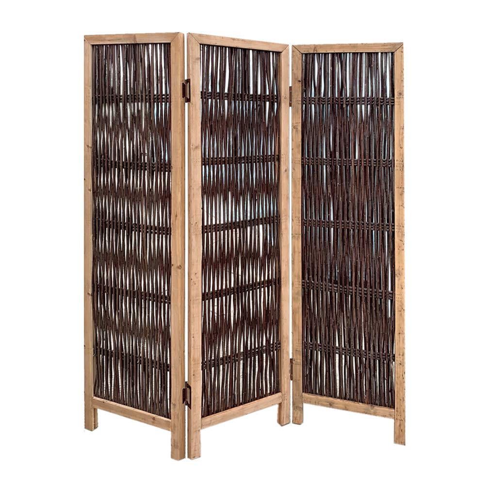 Brown Folding Room Divider Screen - 6ft Tall Privacy Partition for Home & Office - Decorative Freestanding Panel for Living Room, Bedroom, Dorm, Studio or Event Space