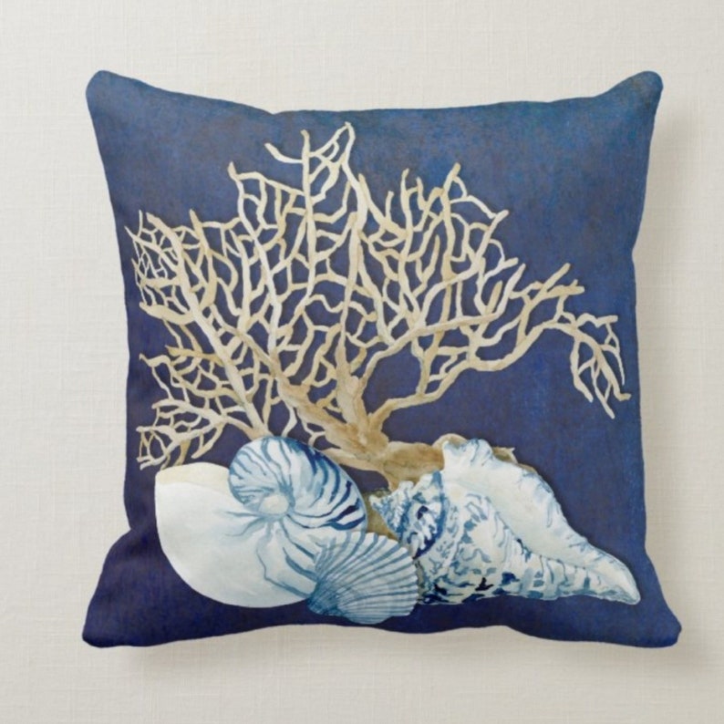 Vibrant Coral Sealife Printed Set of 4 Decorative Throw Pillow Covers - Perfect for Beach House Decor, Ocean Theme Bedroom & Coastal Living Room Accents