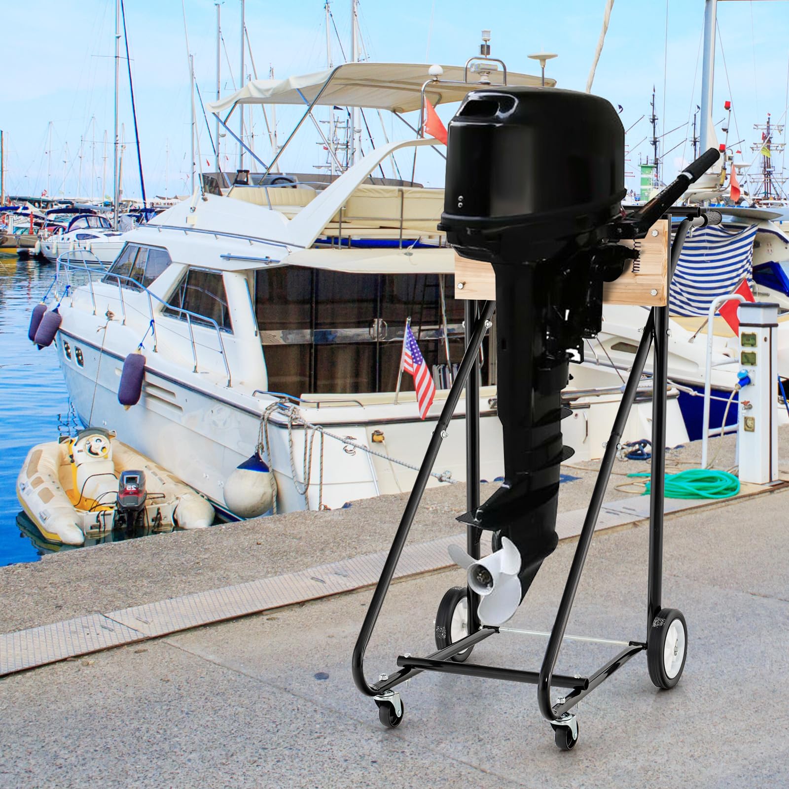 Heavy Duty Goplus 330 LBS Outboard Boat Motor Stand Carrier Cart Dolly - Portable Storage Solution for Marine Engines - Perfect for Boat Maintenance, Transport & Winter Storage