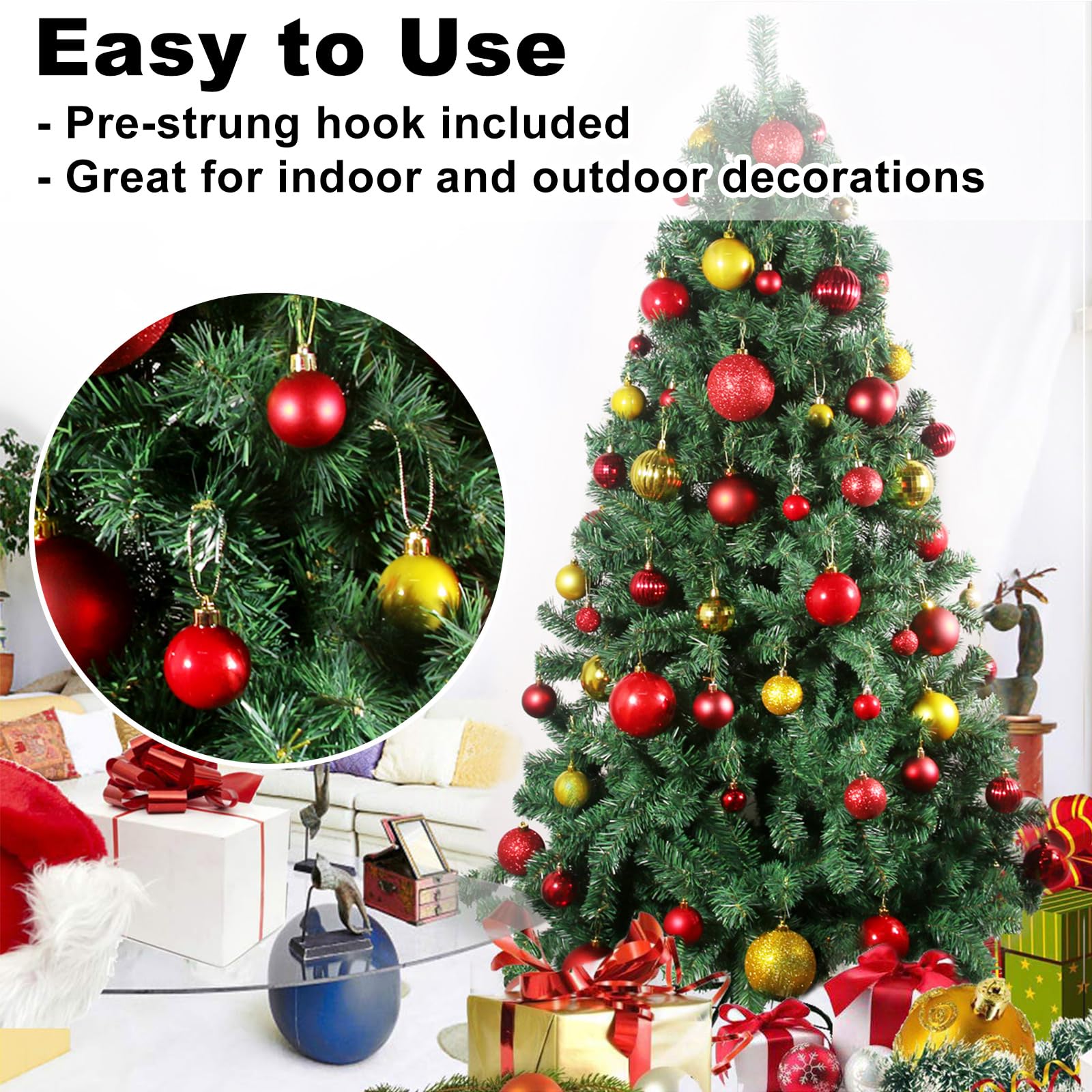 1.6 Inch Red & Gold Shatterproof Christmas Tree Ornaments - 36 Pack Holiday Decorations for Xmas, Birthday, Halloween & Wedding (Indoor/Outdoor Use)