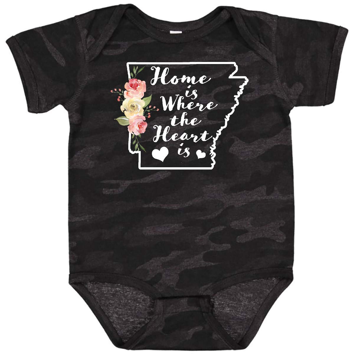 Inktastic Arkansas Home is Where The Heart is Watercolor Baby Bodysuit - Soft Cotton Onesie for Newborns, Infants & Toddlers - Perfect for Family Photos, Holidays & Everyday Wear