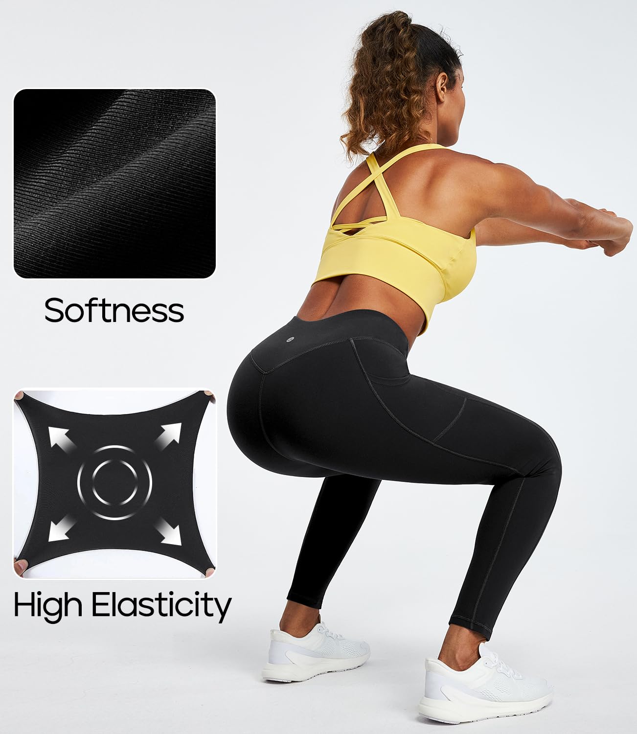 Healthyoga Women's High Waist Tummy Control Yoga Pants with Pockets - Workout Leggings for Running, Gym & Everyday Wear