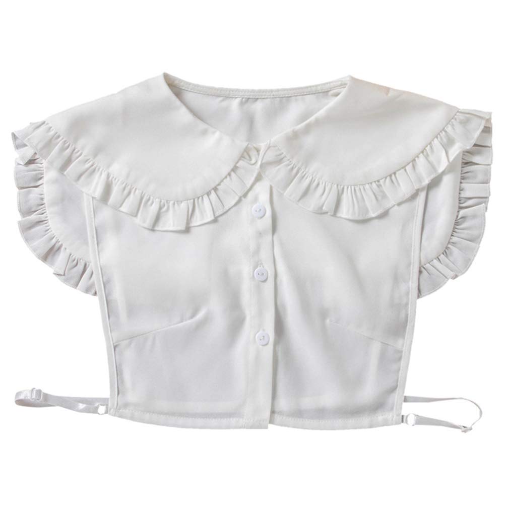 PRETYZOOM Women's Detachable Fake Collar - Elegant Chiffon Faux Blouse Collar for Shirt & Sweater, Retro White Decorative Collar Accessory | Perfect for Office, Party & Vintage Style Outfits