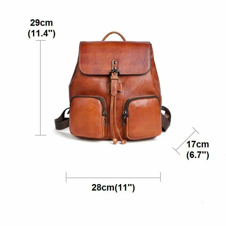 Genuine Leather Backpack for Travel & School - Unisex Tote Bag (Brown) - Perfect for Commuting & Campus Life