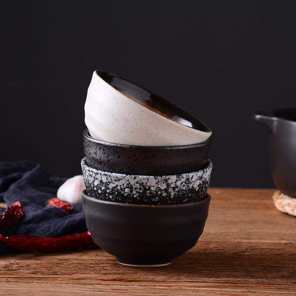 Premium Black Striped Ceramic Rice Bowl - Durable Household Tableware for Rice, Soup & Noodles | Ideal for Asian Cuisine, Daily Meals & Restaurant Use