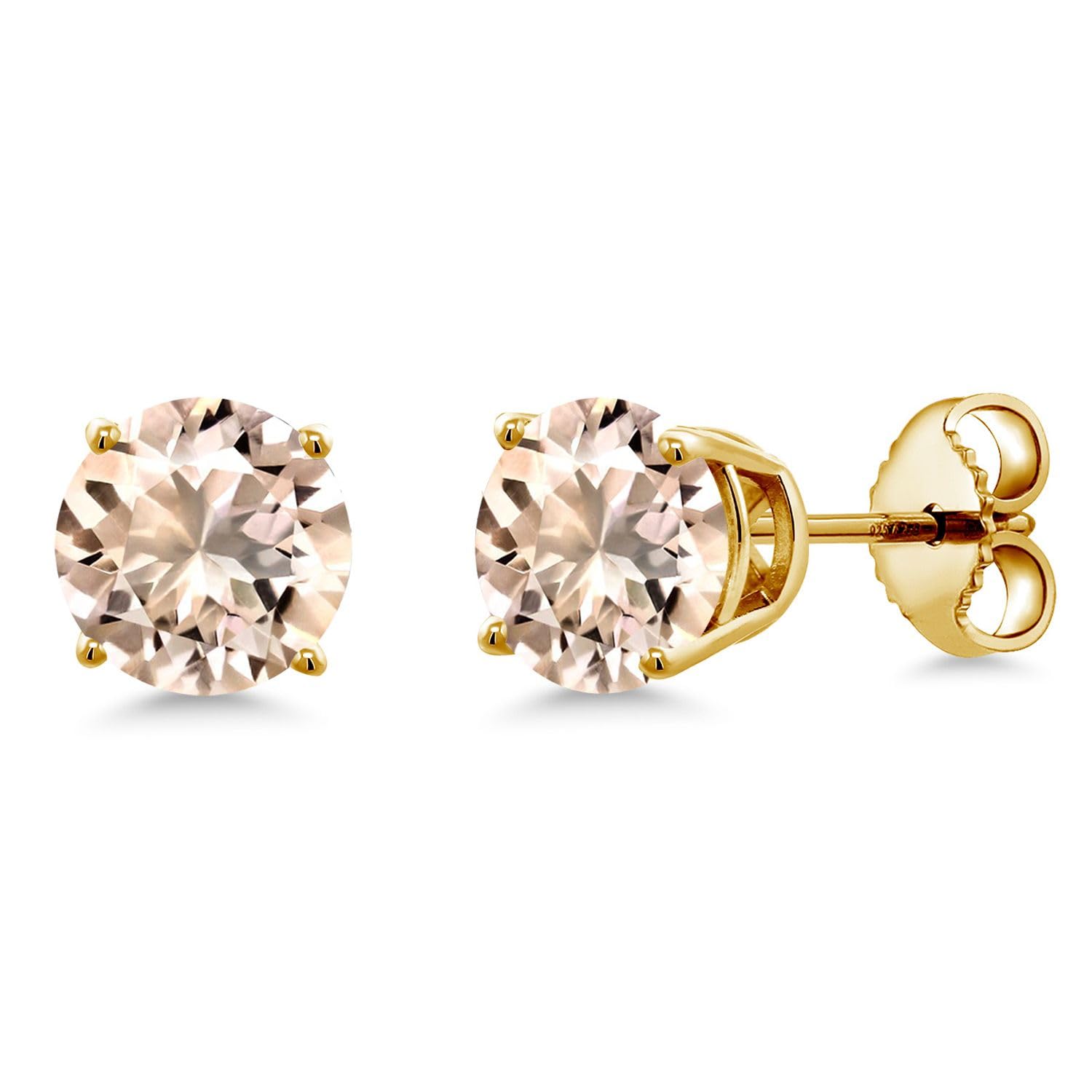 Gem Stone King 18K Yellow Gold Plated Silver 6MM Round Birthstone Stud Earrings for Women & Men | Personalized Zodiac Jewelry Gift for Birthday, Anniversary & Special Occasions
