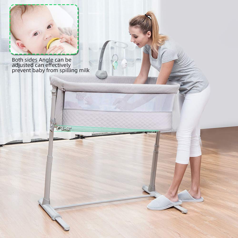 RONBEI Adjustable Portable Baby Bassinet & Bedside Sleeper Crib - Safe Newborn Bed for Infant, Baby Boy & Girl - Perfect for Nursery, Bedroom & Travel Use