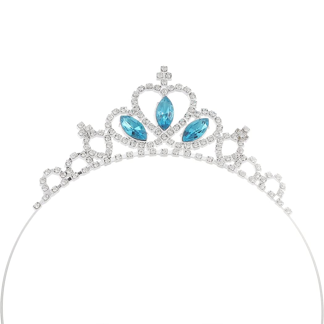 Blue Crystal Princess Crown Tiara for Women & Girls - Elegant Birthday Party Hair Accessory & Costume Headband - Perfect for Birthday Parties, Pageants, Halloween & Dress-Up Play