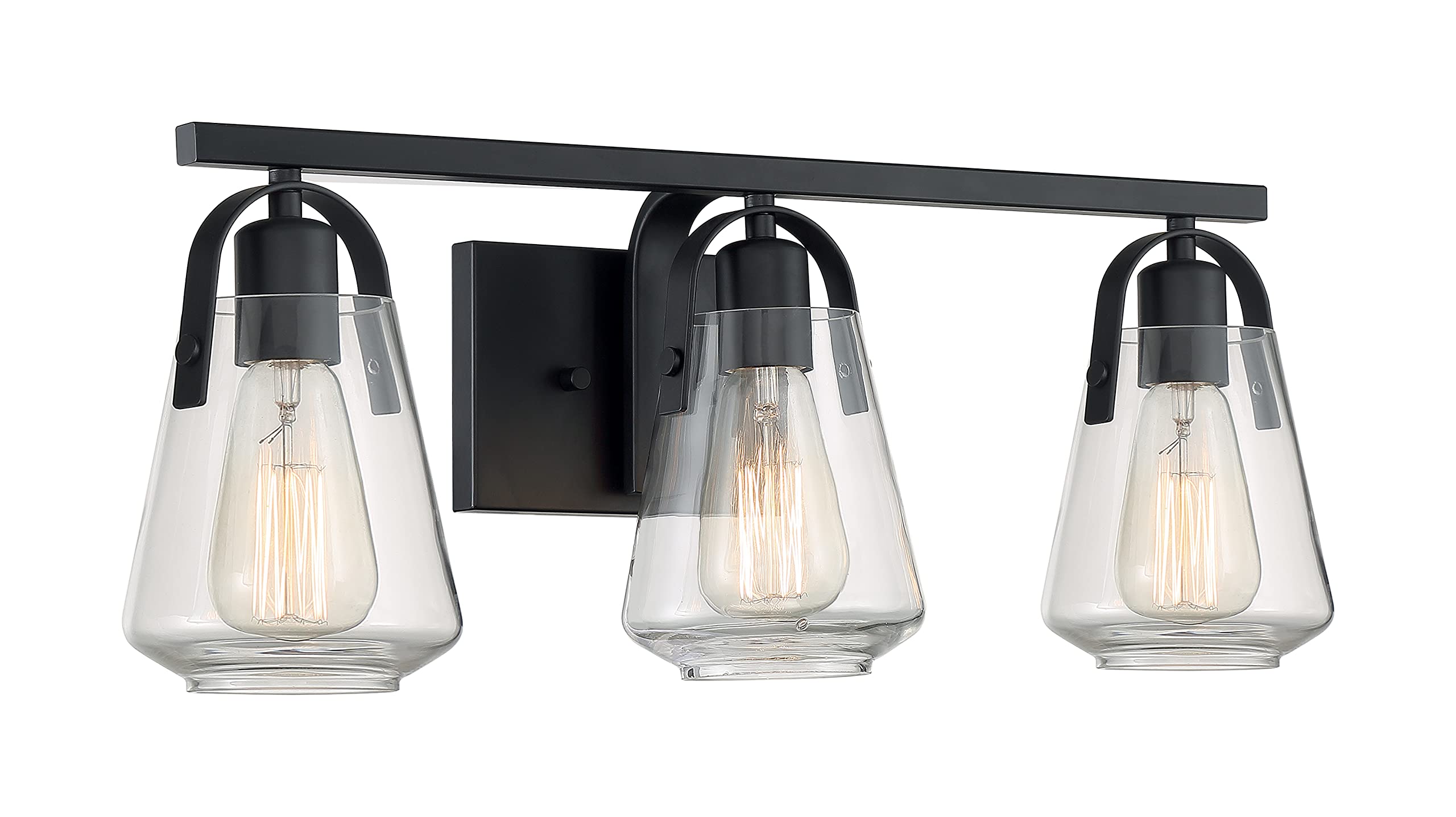NUVO 60/7103 Skybridge 3-Light Bathroom Vanity Light Fixture in Matte Black - Perfect for Modern Bathroom, Powder Room & Dressing Area Lighting