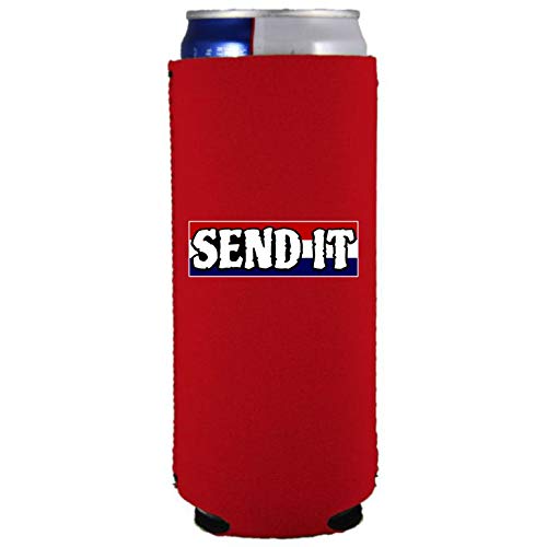 Send It Slim Can Coolie (Red, 2 Pack) - Insulated Beverage Sleeves for Beer, Soda & Energy Drinks - Perfect for BBQs, Parties & Outdoor Events