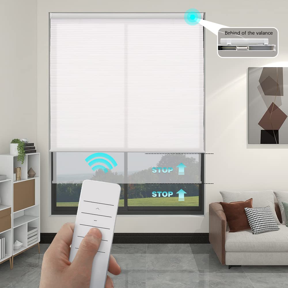 Changshade Motorized Cellular Shade - Custom Size Smart Honeycomb Blinds with Remote Control | Light Filtering Cordless Electric Window Shades for Office, Living Room & Bedroom | Perfect for Home Automation & Blackout Privacy