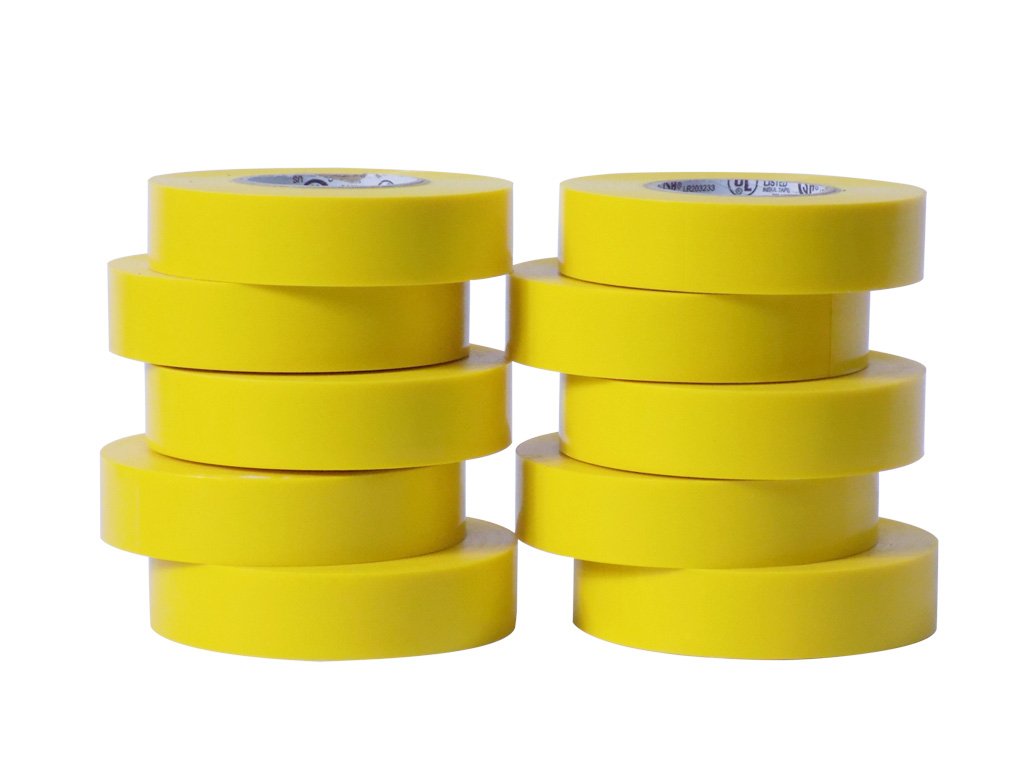 WOD EL-766AW Professional Grade Yellow Electrical Tape - UL/CSA Certified, 1 in x 66 ft, Vinyl Rubber Adhesive (Case of 96 Rolls) - Ideal for Electrical Repairs, Wire Insulation & DIY Projects