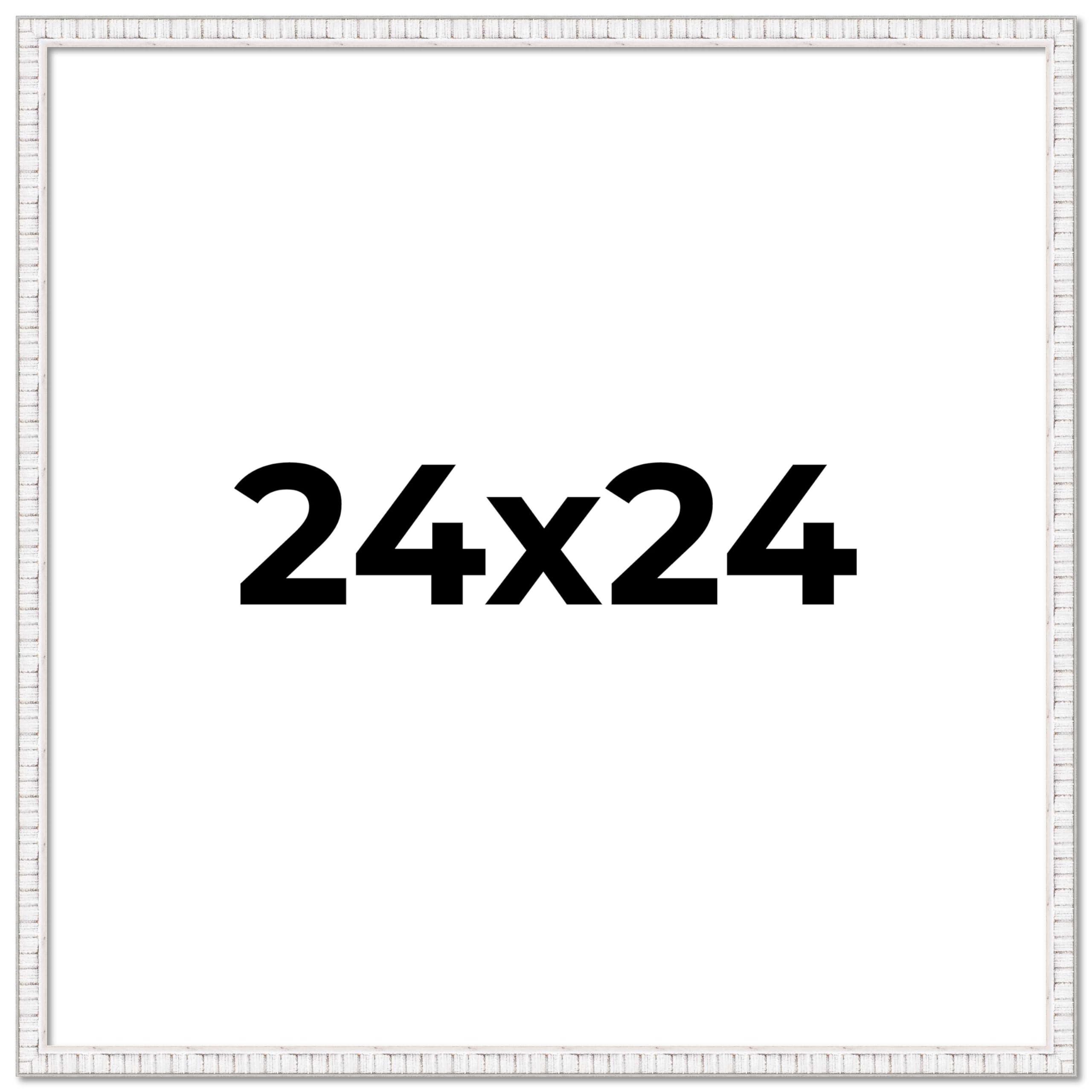 24x24 Inch White Distressed Solid Wood Picture Frame - 0.75
