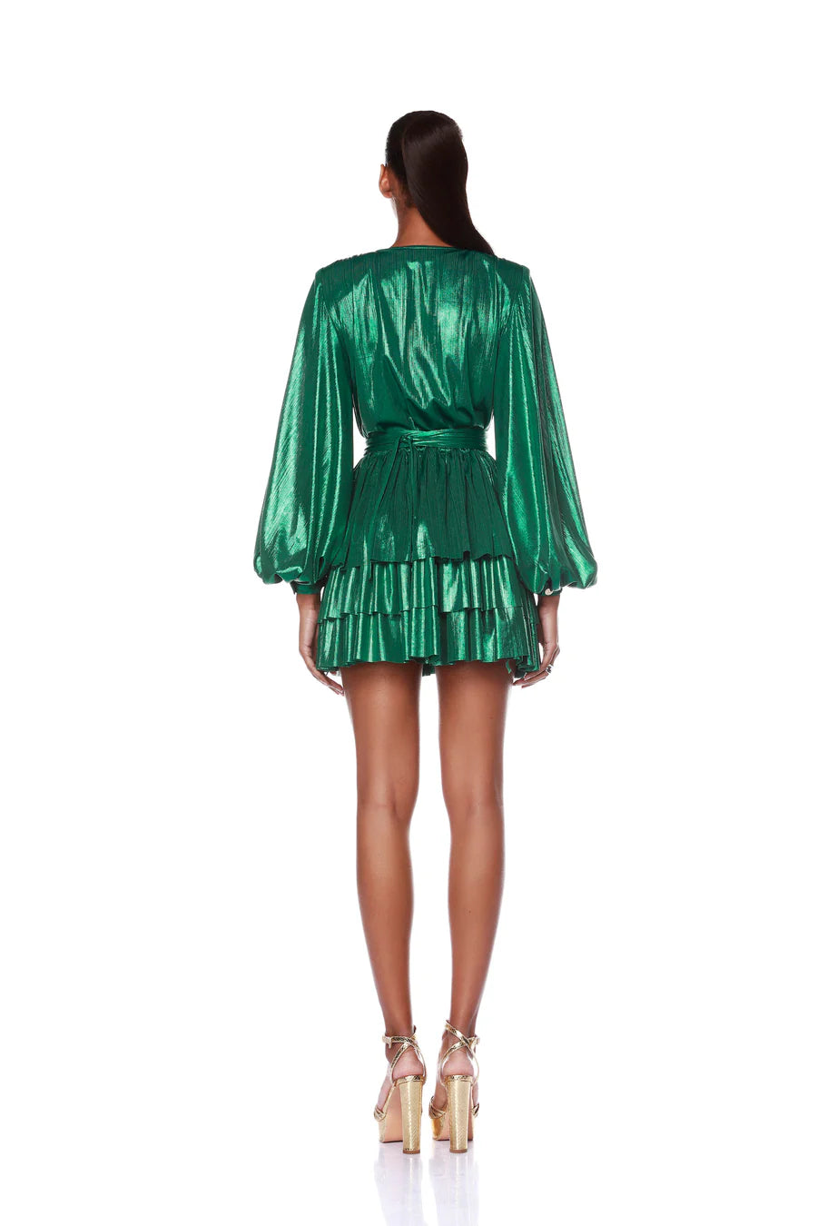 Stylish Bedouin Metallic Mini Dress in Green - Perfect for Night Out, Party & Special Occasions